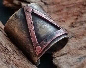 Cuff Ring Copper  Cuff Ring Metal  Triangle Ring  Adjustable Ring