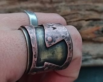 Axe Ring  Cuff Ring Copper  Cuff Ring Metal  Viking Ring  Adjustable Ring