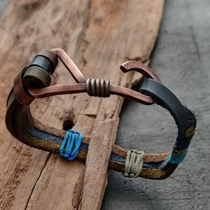 Hook Leather Bracelet Hook Mens Bracelet Leather Bracelet Mens Leather Bracelet Copper Leather Bracelet image 1