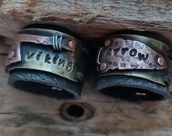 Leather Ring  Leather Cuff Ring  Leather Band Rings  Viking Leather Ring  Axe Ring