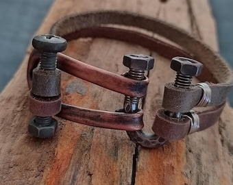 Leather Cuff Bracelet for Men  Men&#39;s Leather Bracelet  Mens Leather Bracelet  Leather Bracelet for Men  Cuff Leather Bracelet  Gift For Men