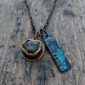 Heren ketting Heren ketting Heren hanger Heren sieraden ketting Edelsteen hanger Heren sieraden hanger Ruwe smaragd hanger ketting
