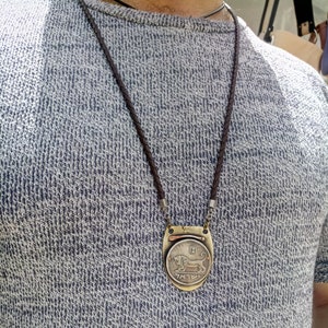 Men&#39;s Necklace  Mens Leather Necklace  Mens Jewelry Necklace  Coin Necklace  Leather Necklace  Mens Necklace  Pendant Coin  Gift for Men