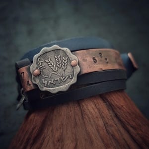 Coin Leather Bracelet  Mens Leather Bracelet  Leather Mens Bracelet  Mens Leather Wrap  Copper Bracelet  Leather Bracelet  Wrap Bracelet