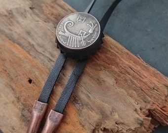 Western Bolo Tie  Bolo Tie  Vintage Bolo Tie  Men&#39;s Bolo Tie  Jewelry Bolo Tie  Handmade Bolo Tie  Leather Bolo Tie  Coin Bolo Tie  Tie Gift