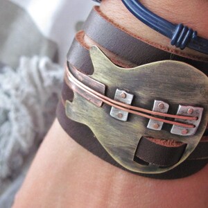 Guitar Bracelet Leather bracelet Men Leather Mens Bracelet Music Bracelet Guitar Leather bracelet Men's Bracelet Musician Bracelet image 5