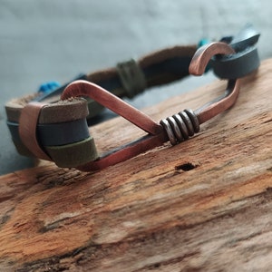 Hook Leather Bracelet Hook Mens Bracelet Leather Bracelet Mens Leather Bracelet Copper Leather Bracelet image 6