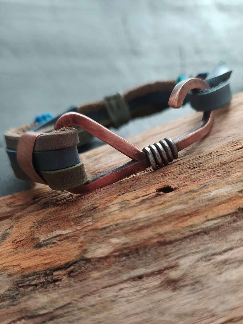 Hook Leather Bracelet Hook Mens Bracelet Leather Bracelet Mens Leather Bracelet Copper Leather Bracelet image 6