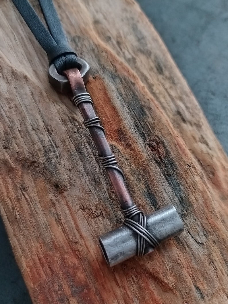 Viking Hammer Hand Forged Viking Jewelry Viking Pendant Thor's Hammer Pendant Hammer Viking Hammer Necklace Forged Necklace Viking image 8
