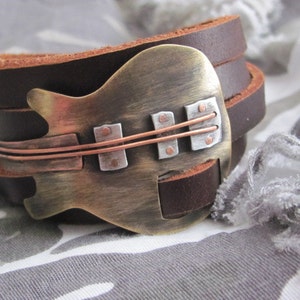 Guitar Bracelet Leather bracelet Men Leather Mens Bracelet Music Bracelet Guitar Leather bracelet Men's Bracelet Musician Bracelet image 3