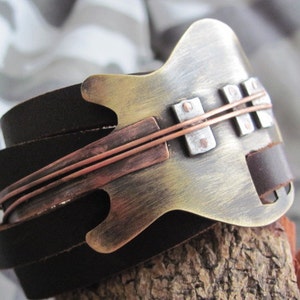 Guitar Bracelet Leather bracelet Men Leather Mens Bracelet Music Bracelet Guitar Leather bracelet Men's Bracelet Musician Bracelet image 4