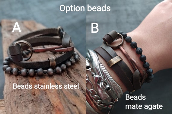 ブレスレット LANARCHIVE Hook leather bracelet Hook Bracelet Hook Bracelet for Men Leather Bracelet Men