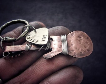 Guitar Pick Keychain  Mens Personalized Keychain  Mens Guitar Pick Keychain  Hand Stamped Guitar Pick  Metal Guitar Pick  Metal Keychain