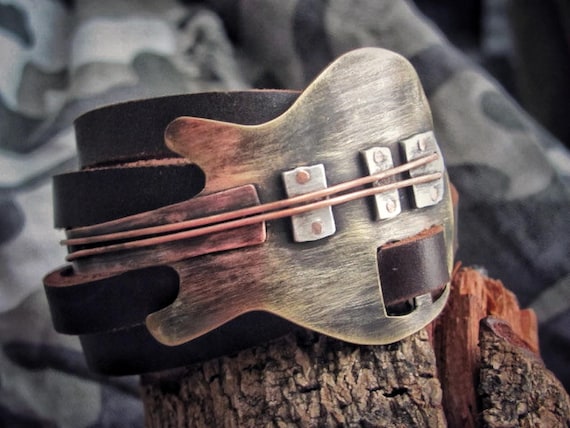 Bracelet For Women Womens Leather Bracelet  Artisan Bracelet Womens Brown Bracelet  Music Bracelet Leather Bracelet  Gift Womens Guitar Gift