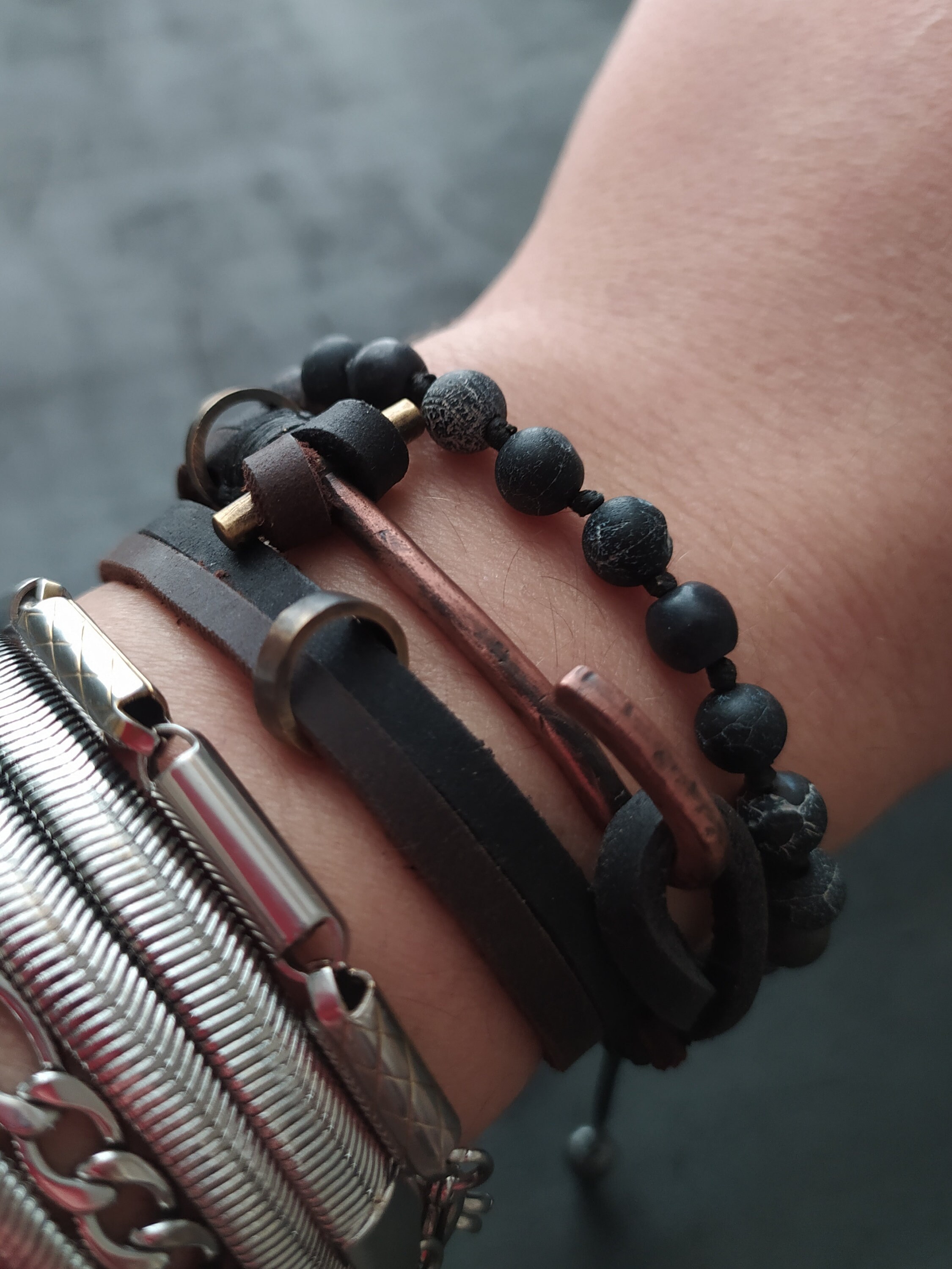 【2plan】25SS★ [LAN ARCHIVE] Black Leather Hook Bracelet Black Leather Braid Hook Bracelet– O.P Jewellery