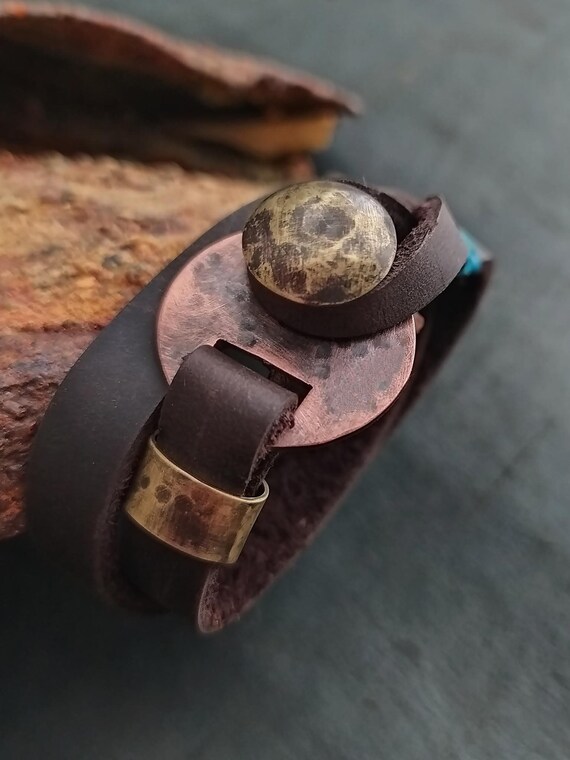 Leather Bracelet Leather Wrap Bracelet Leather Copper Bracelet