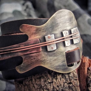 Guitar Bracelet  Leather bracelet Men  Leather Mens Bracelet Music Bracelet  Guitar Leather bracelet  Men&#39;s Bracelet  Musician Bracelet