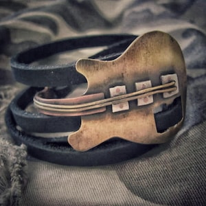 Guitar bracelet  Leather bracelet Men  Leather Mens Bracelet  Guitar Leather bracelet  Musical bracelet  Mens Bracelet  Musician Bracelet