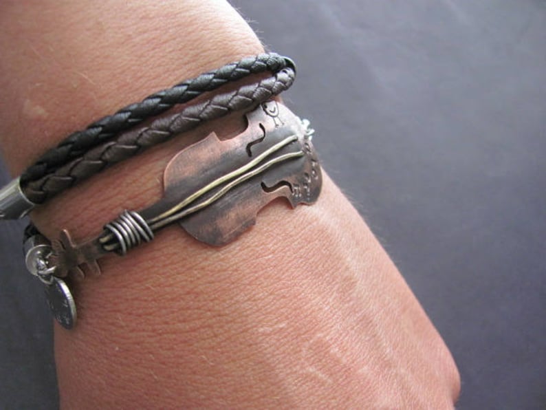 Violin bracelet Musician bracelet Musician Bracelet Violin Leather Bracelet Musical Bracelet Gift Music Bracelet Gift Violin Bracelet image 1