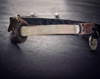 Pulsera de llave inglesa, pulsera de llave inglesa, dije de llave inglesa, joyería de llave inglesa, pulsera de cuero con llave inglesa, pulsera de cuero, joyería de llave inglesa, pulsera de regalo
