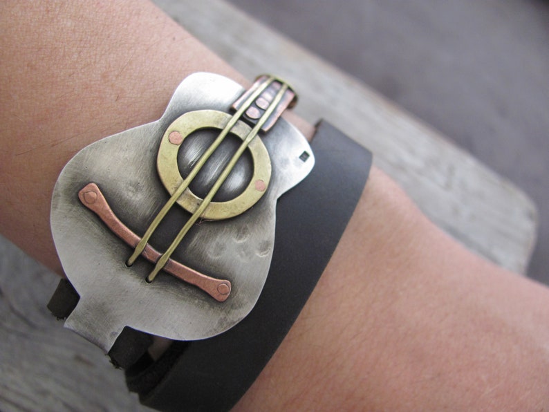 Guitar Bracelet Sterling Silver Guitar Bracelet Music Bracelet Guitar Jewelry Guitar Leather Bracelet Guitar Gifts for Men Music Gift