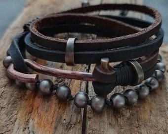 【2plan】25SS★ [LAN ARCHIVE] Black Leather Hook Bracelet Black Leather Braid Hook Bracelet– O.P Jewellery