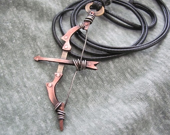 Bow and Arrow Necklace  Bow Arrow Jewelry  Archery Necklace  Archery Bow Jewelry