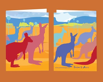 Kangaroo Party Blank Greeting Card Free Shipping Australia Wide.