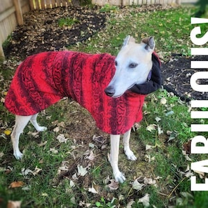 Greyhound / Sighthound Fleece Coat. Galgo, Saluki, large breed. Free Shipping.