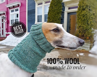Bufanda tubular 100% lana para perros: Calentador de cuello tejido a mano para galgos, whippets y galgos – Hecho a medida