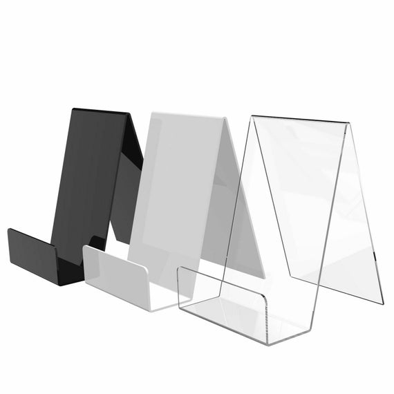  ZOEY Acrylic Book Stand with Ledge Black Display