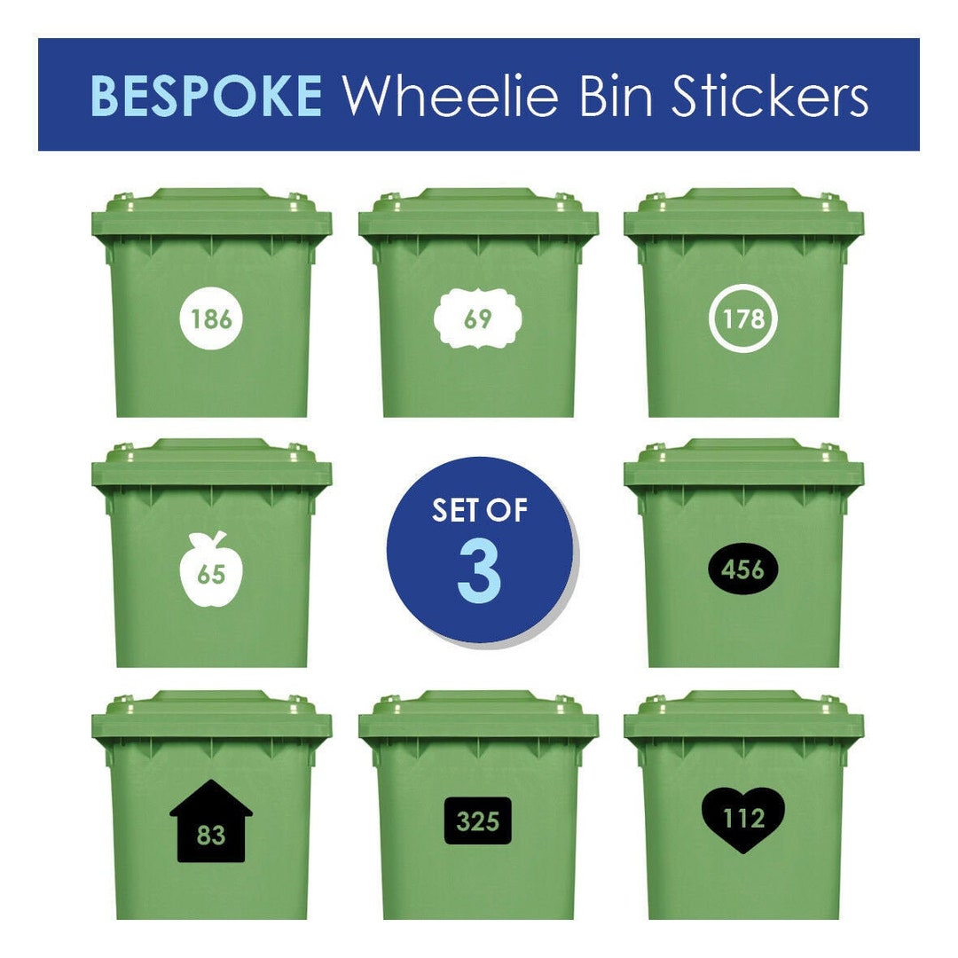 Wheelie Bin Number Stickers Custom Dustbin House Graphic Adhesive Decal