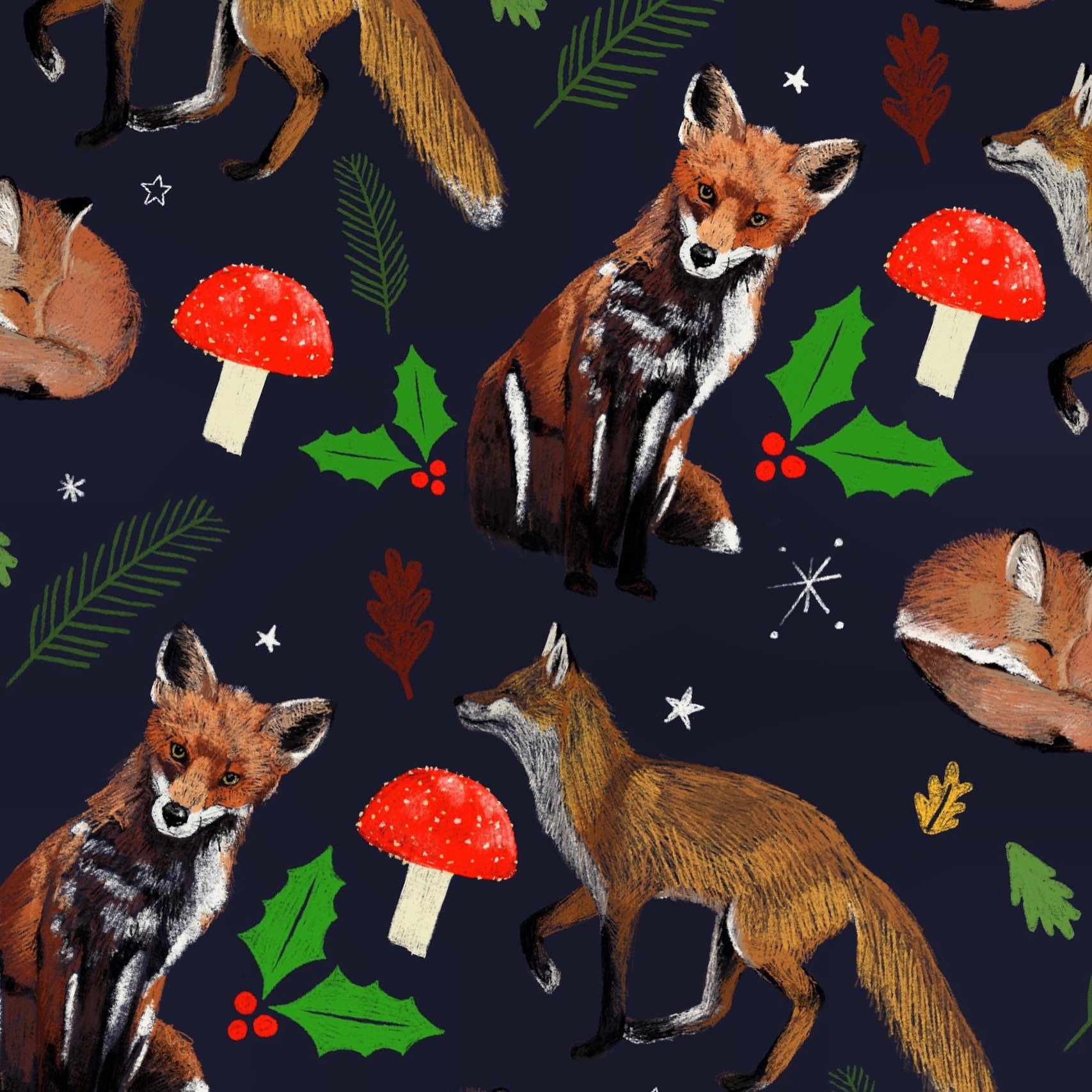 Fox Christmas Wrapping Paper 