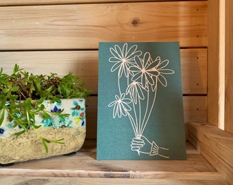 Carte postale bouquet de fleurs : illustration A6 en carton recyclé
