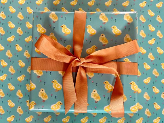 Baby Chick Illustration Wrapping Paper: Spring Easter Gift Wrap