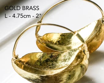 Gold Brass Earrings / Fulani Tribal Earrings / Gold Hoop Earrings / Ethnic Earrings / African Jewellery / Mali Earrings / ethical Jewellery
