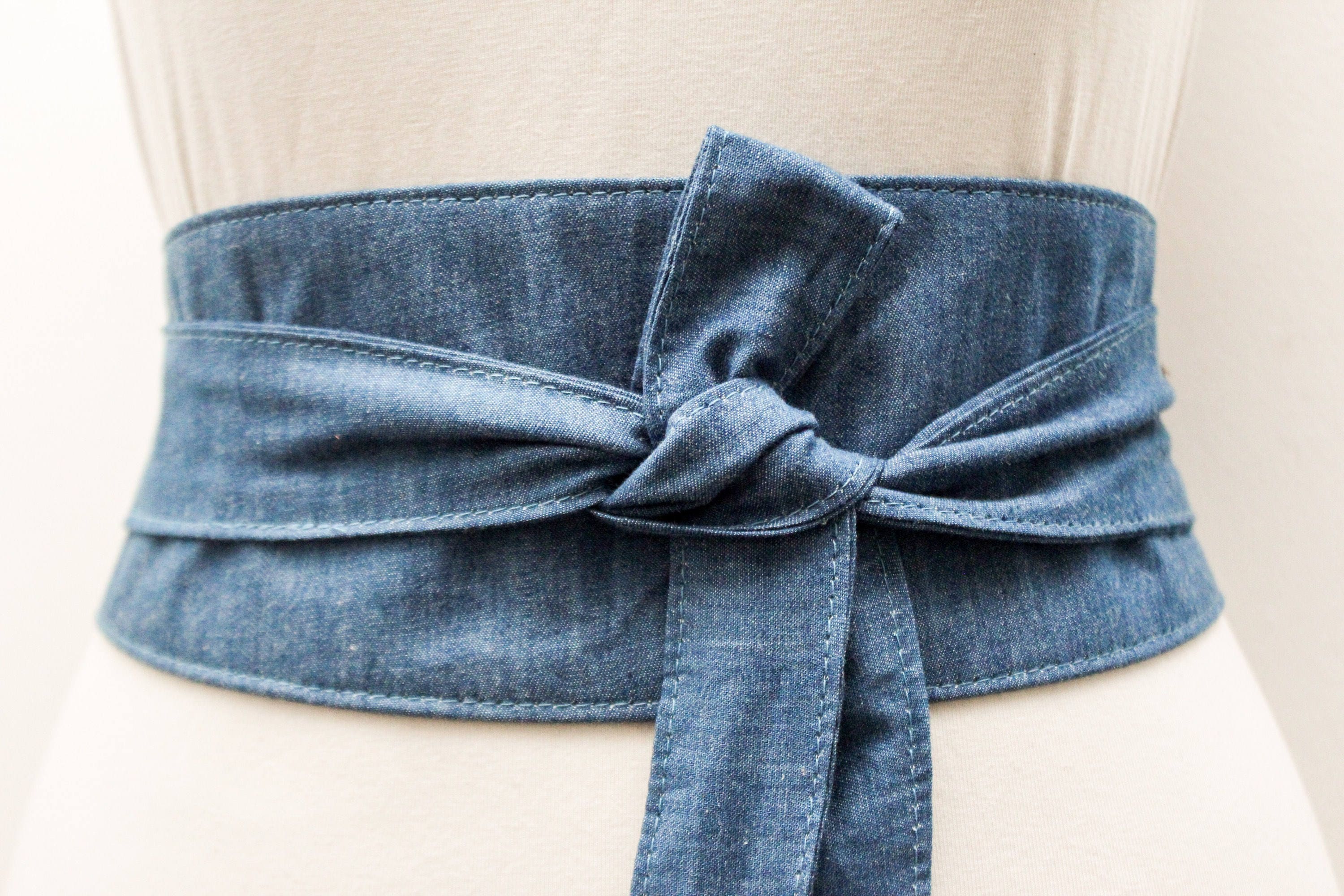 Denim Obi Belt l Blue Denim Sash Belt Denim Corset Belt Etsy