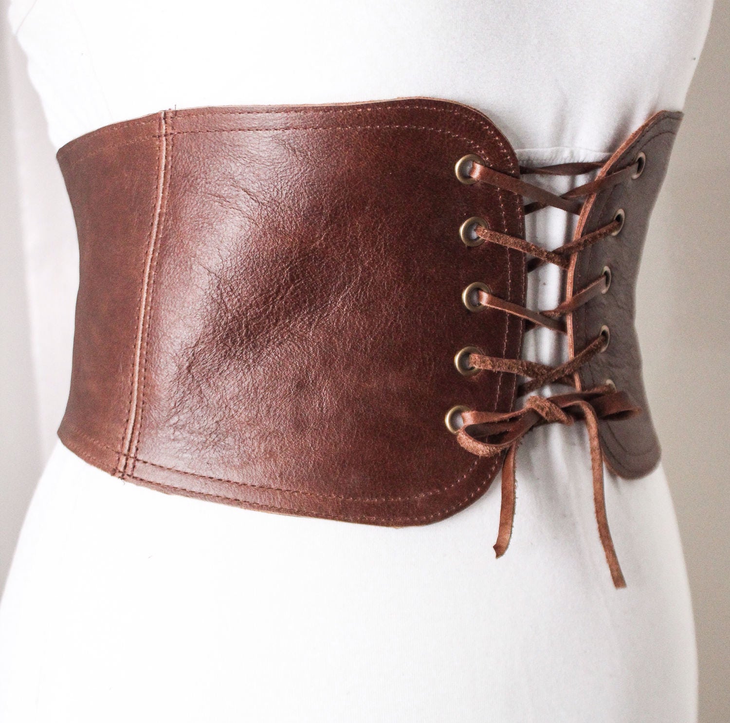 Brown Lace Up Corset Leather Belt Brown lace up Waist Belt Etsy