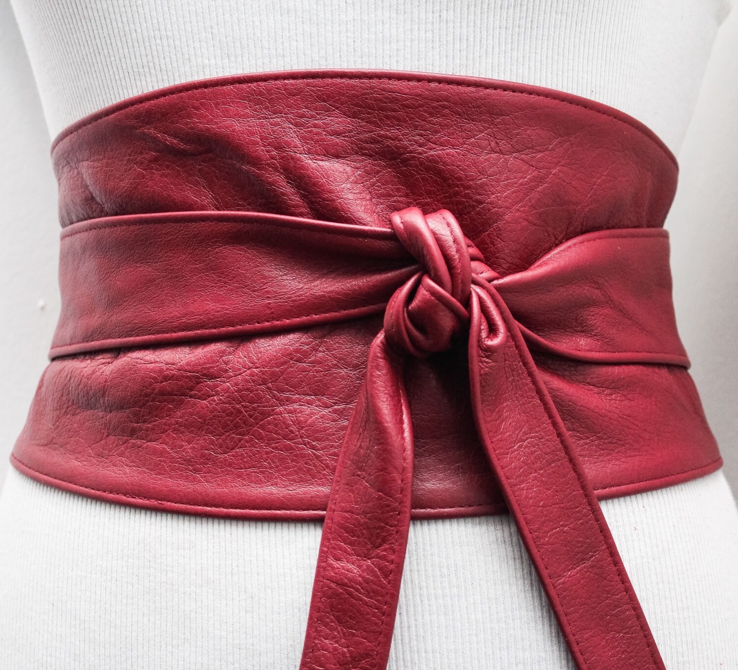 Red Leather Wide Obi Belt Red Corset Belt Leather obi belt