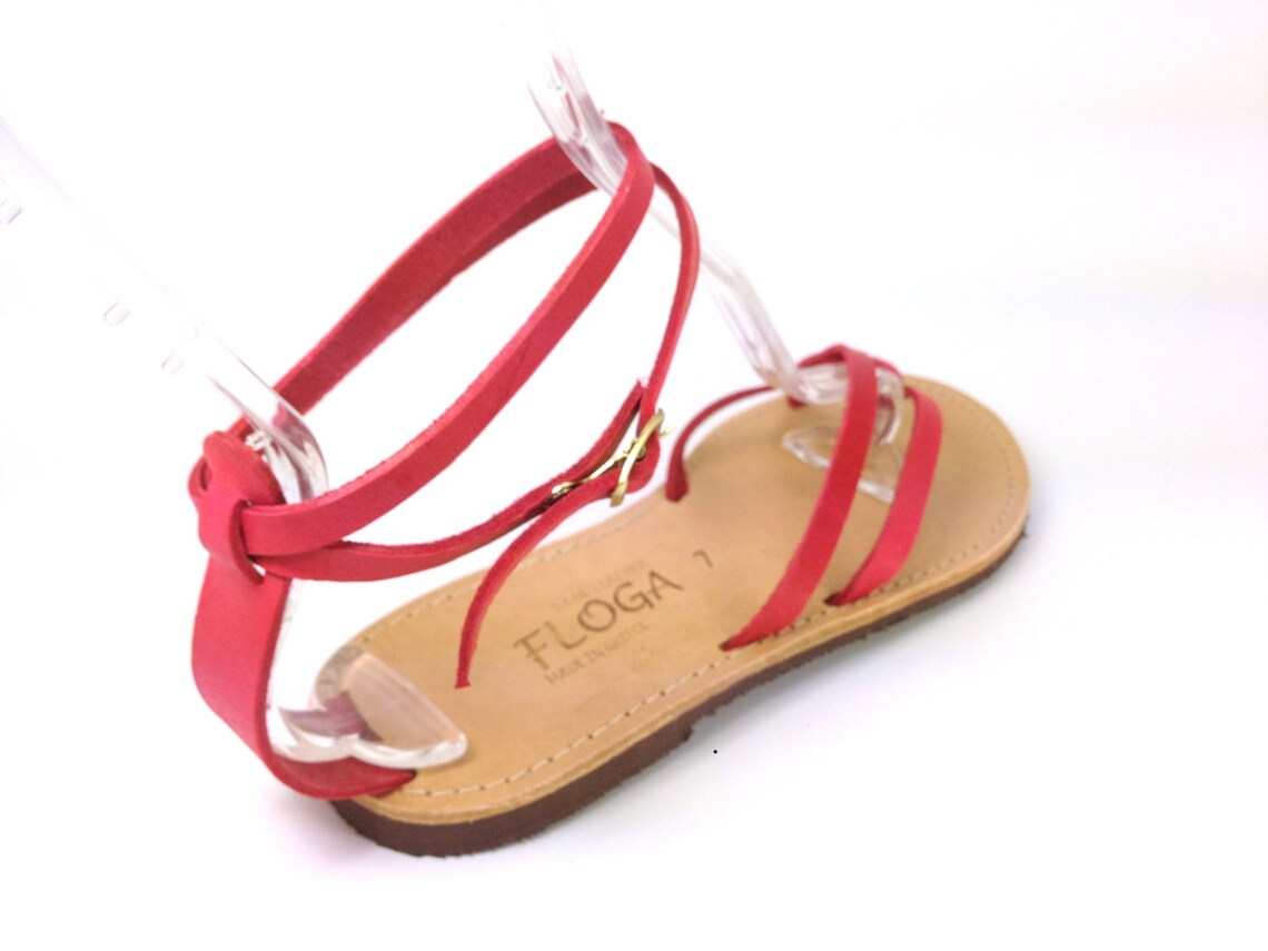 Women's Greek Red Leather Sandals Ancient Greek Style - Etsy