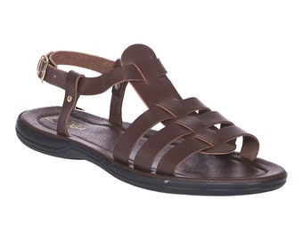 Greek leather sandals for men. Gladiator brown handmade leather sandals - Hercules