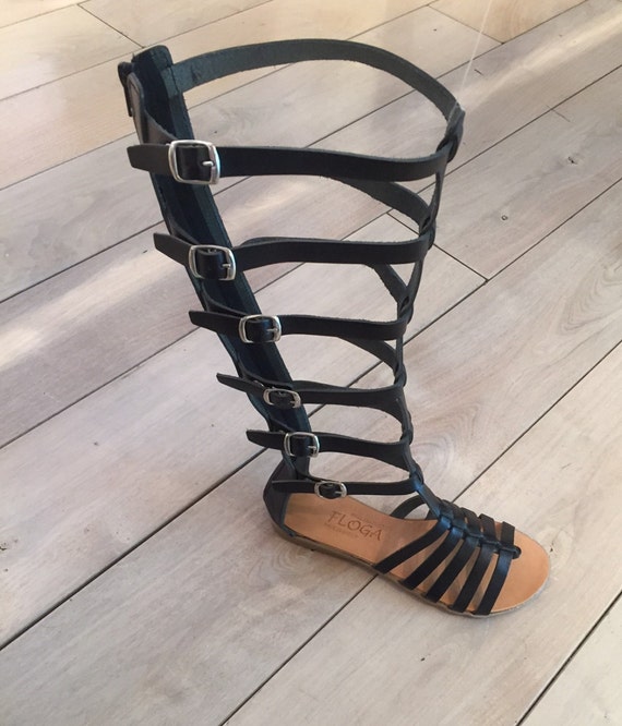tall leather gladiator sandals