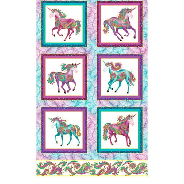 Benartex Believe in Unicorns Metallic Fabric Collection