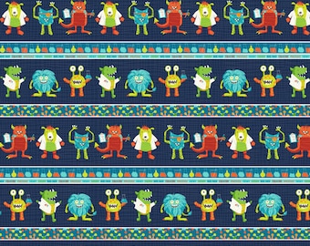 Monster Lab Striped Monsters Fabric por Studio E