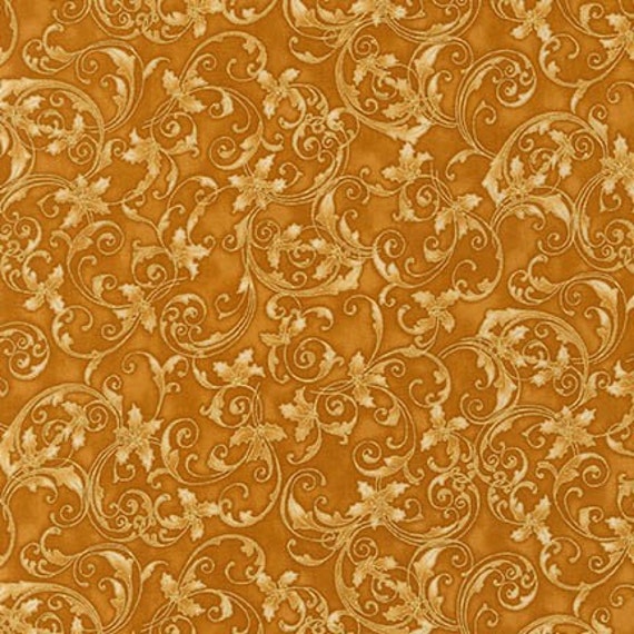 Winter's Grandeur 4 gold Fabric  By Robert Kaufman