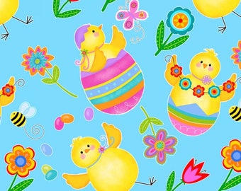 Spring Has Sprung Easter Baby Chicks Fabric by Studio E