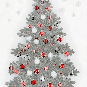Robert Kaufman Fabric Holiday Flourish 15 Red and White w/Metallic Silver Fabric Collection