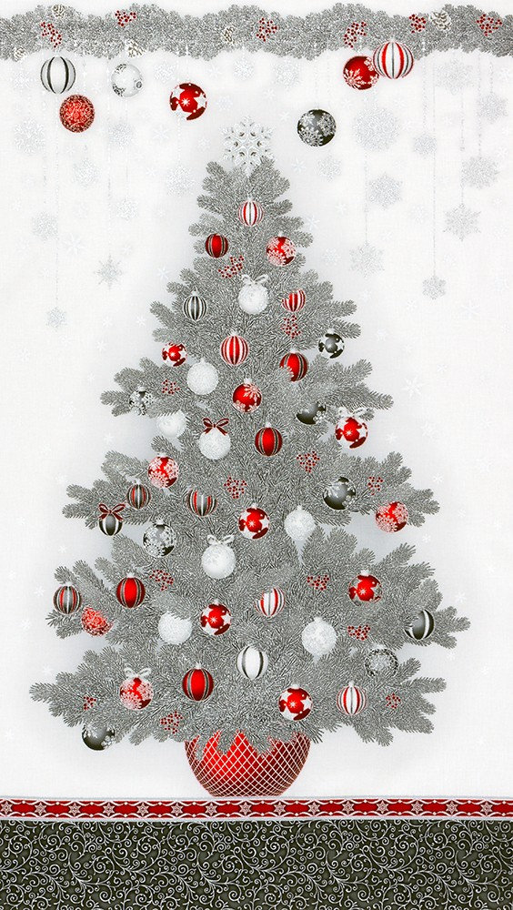 Robert Kaufman Fabric Holiday Flourish 15 Red and White w/Metallic Silver Fabric Collection