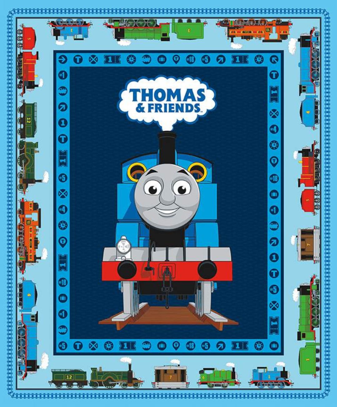 Thomas and Friends: All Aboard - Main in White Fabric