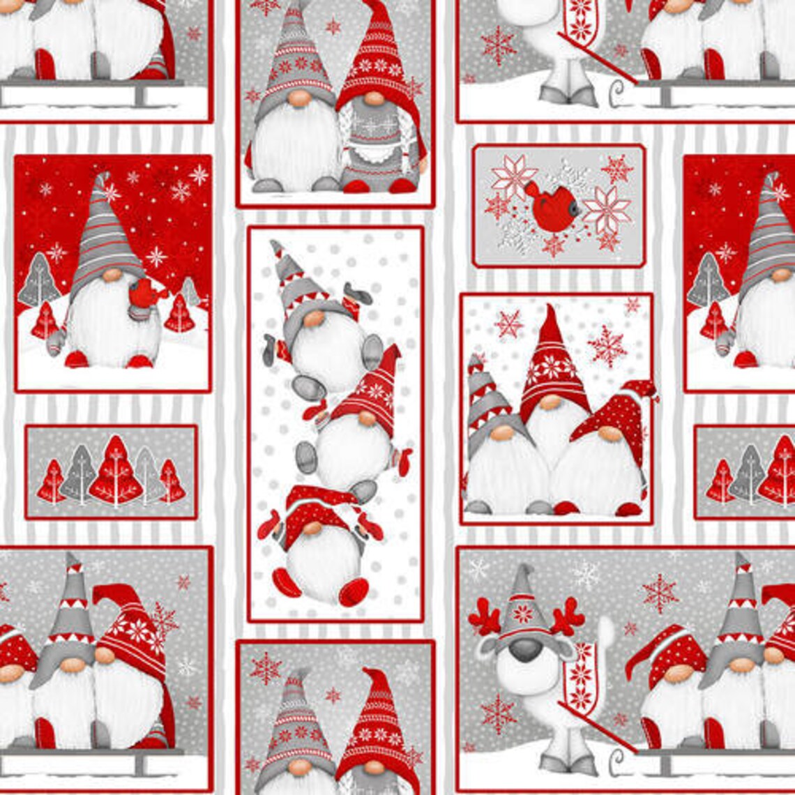 Henry Glass Winter Whimsy Gnomes Flannel Fabric Collection Etsy